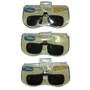 Solar Shield Flip-Up Polarized Sunglasses (lot 3) 54 REC Block UVA Glare clip on